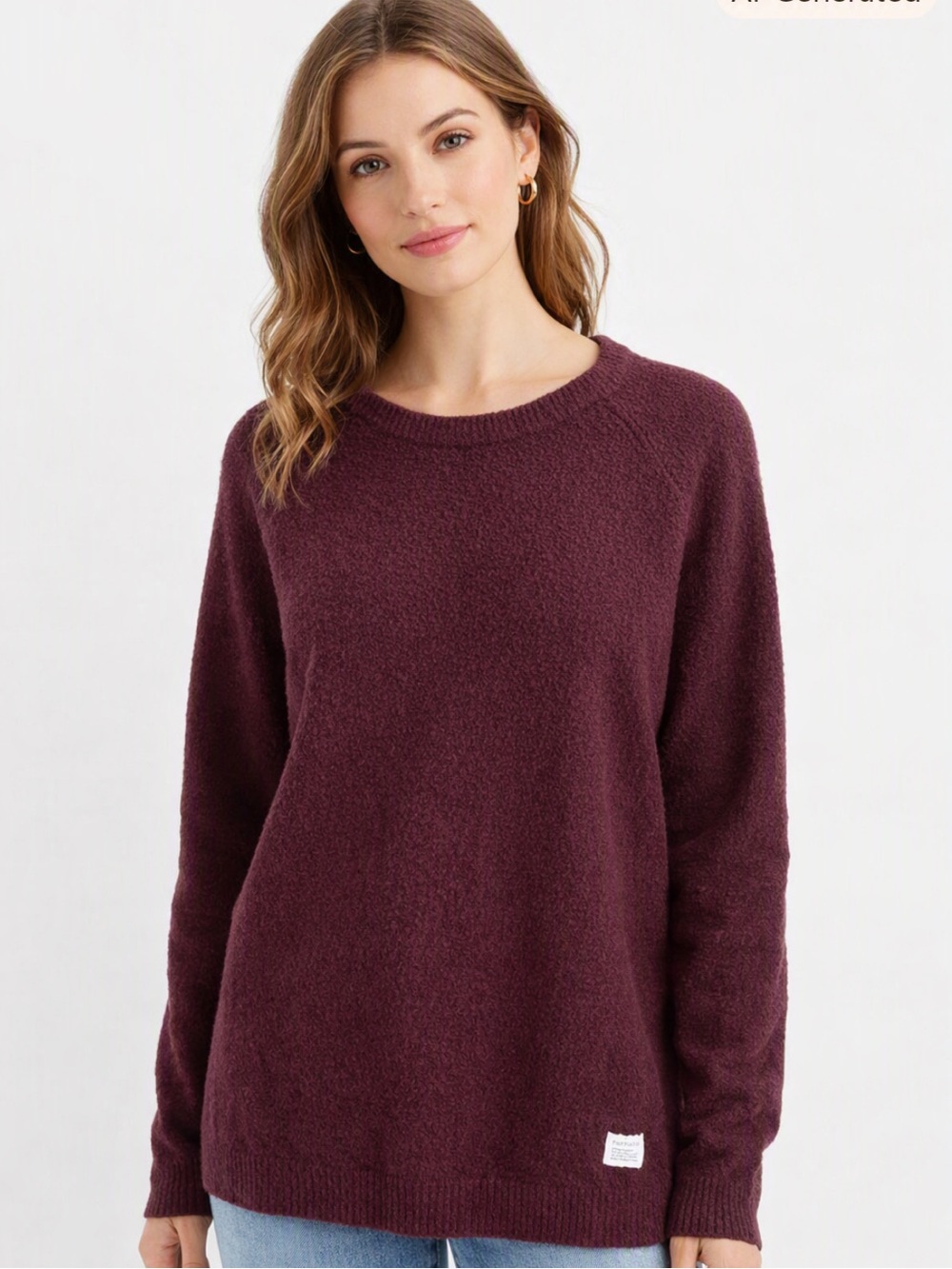 Frank And Oak Burgundy Knit Sweater Cozy Minimalist Dark Academia Pullover M